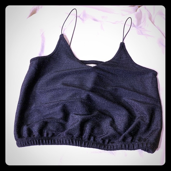 SOLD 🛑 Adam Levine | Black Shimmer Crop Tank - Picture 1 of 6
